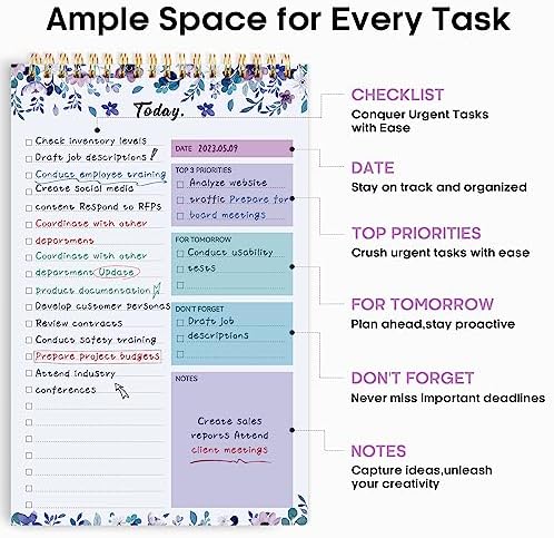 Taja To Do List Notepad, Undated Daily Planner for Work and Goal Setting