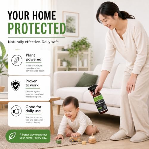 Peppermint Oil Insect Repellent Spray, Natural Indoor & Outdoor Bug Deterrent for Ant, Roach, Spider, Fly, Flea, Bug, Rodent, Mouse Home & Kitchen Pest Control, Pet and Family Safe 16 oz