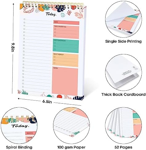 Taja To Do List Notepad, Undated Daily Planner for Work and Goal Setting