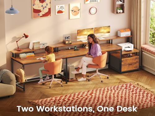 SEDETA 66" Reversible L Shaped Office Desk with Power Outlet, File Drawer