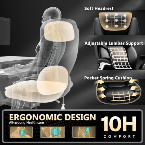 500LBS Big and Tall Office Chair,Heavy Duty Office Chair for Heavy People