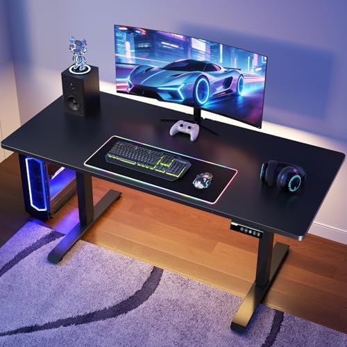 Veken 63"x28" Wider Large Standing Desk, Electric Height Adjustable, Black