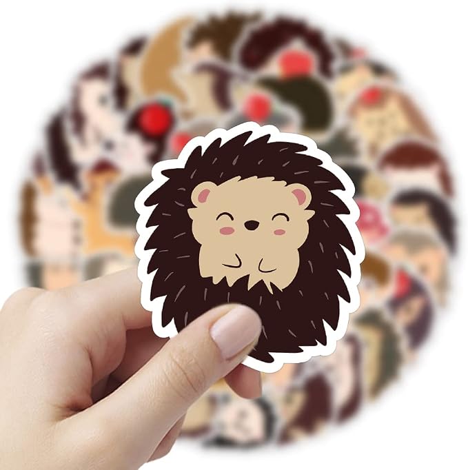 60Pcs Cute Hedgehog Stickers, Kawaii Cute Hedgehog Sticker for Kids, Vinyl Waterproof Sticker for Water Bottles Laptop Phone, Hedgehog Decal, Gifts for Kids Teens Girls