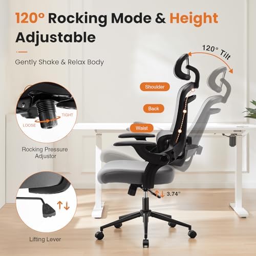 DUMOS Executive Home Office Chair, Ergonomic Computer Desk Chair, Mesh