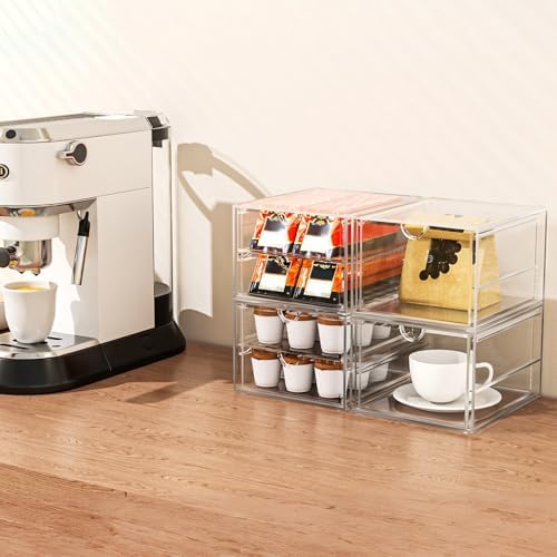 caktraie 4-Pack 4-Drawer Acrylic Storage Organizer for Desk, Crafts,Vanity