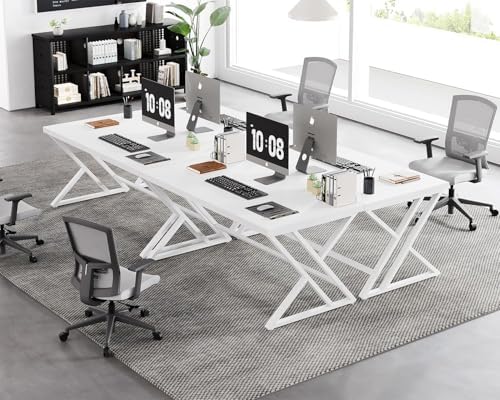 LVB 55 Inch White Modern Computer Office Desk Metal & Wood Writing Desks