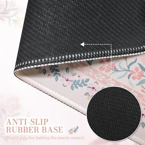 iCasso Aesthetic Small Mouse Pad, 9.5x7.9in,Home Office, Pink Floral