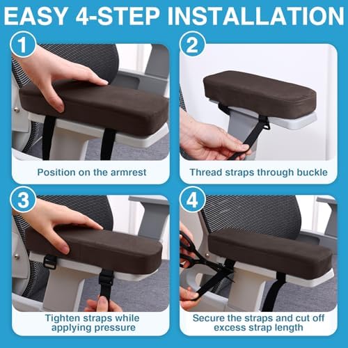 Smiry Memory Foam Office Chair Armrest Pads, Non-Slip Armrest Cushion
