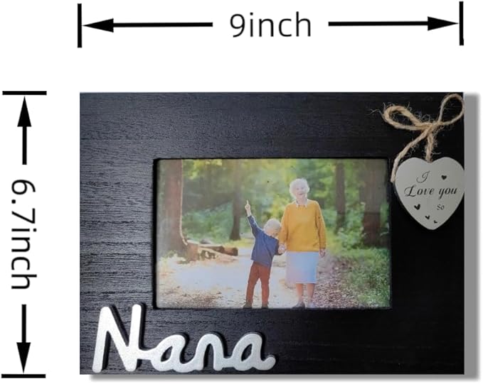 Grandma Picture Frame 4x6 Horizontal,I Love You So Nana Photo Frame with Heart,Grandparents Day Gift,Gift for Grandma from Grandchildren, Nana Picture Frame Heart (Nana Horizontal)