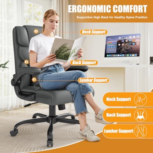 Executive Office Chair with Flip-up Armrests,Ergonomic Computer Desk Chairs