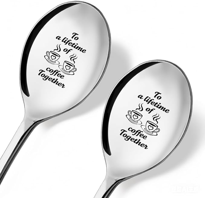 Ice Cream Together 2 Pack Spoons with Gift Box, Ice Cream Together Scoops for Couples, Our Ice Cream Scoops, Spoon Couple Gifts (Funny, E)