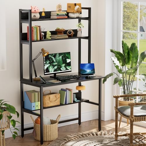 Aquzee 40 Inch Desk with Hutch, Computer Desk with Shelves
