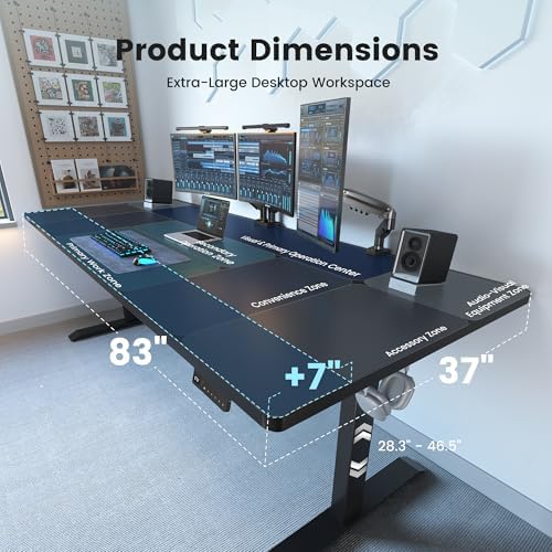 FEZIBO Standing Desk 83 × 37 Inch Electric Height Adjustable, Black