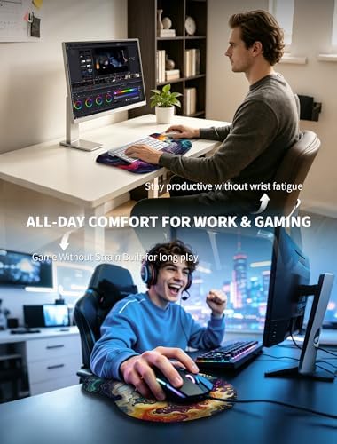 2-in-1 Set, Ergonomic Keyboard Stand with Wrist Rest and Mouse Pad with Wrist Support, Memory Foam for Carpal Tunnel Pain Relief, Improves Wrist Typing Posture, Starry Sky