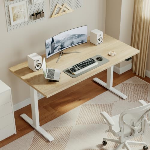 Agilestic 55 * 24 Inch Height Adjustable Electric Standing Desk, Maple