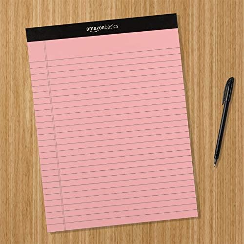Amazon Basics Wide Ruled Lined Writing Note Pads with Sturdy Back, 8.5" x 11.75", Multicolor, 6-Pack, 300 Sheets, Perforated