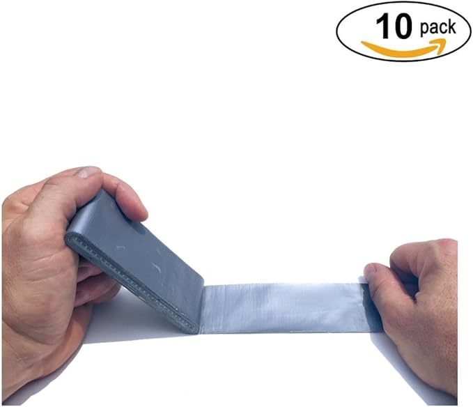 Travel Size Pocket Duct Tape 10-Pack | 1.88 inches x 5 Yards per Flat Pack (10-Pack, Silver)