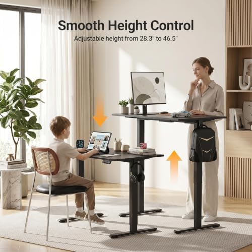 Claiks Electric Height Adjustable Standing Desk, 40x24 Inch, Deep Black