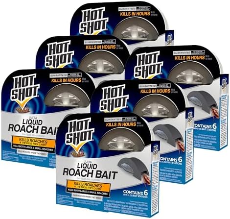 Hot Shot Ultra Liquid Roach Bait 6 Count, Kills In Hours, 6 Pack