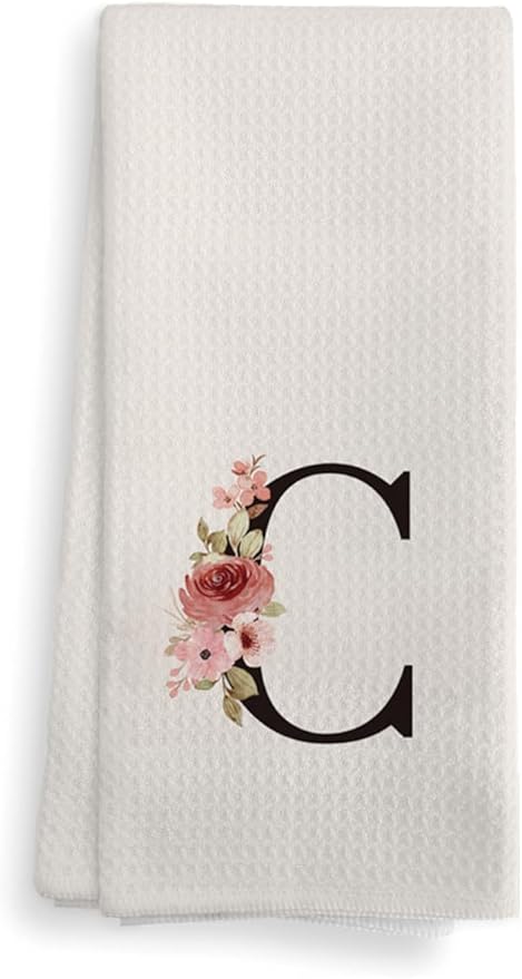 Kitchen Towels, Personalized Gifts Mode Monogram Letter C Kitchen Towels Dish Towels for Dinning Bathroom, Christmas Birthday Gifts for Women, Kitchen Towels and Dishcloths Sets 16×24 Inches