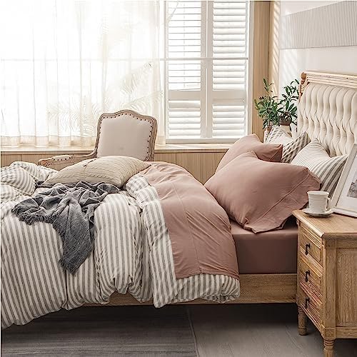 PURE ERA Jersey Knit 4pc Bed Sheet Set 100% T-Shirt Cotton Super Soft Comfy Breathable Fits Mattress Up to 20" Extra Deep Pocket (Solid Petal Pink, Cal King)