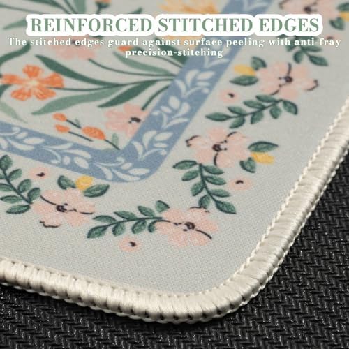 iCasso Aesthetic Small Mouse Pad, 9.5x7.9in,Home Office, Green Floral