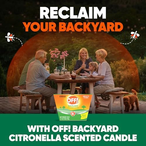 OFF! Backyard Citronella Scented Candle Burns Up to 40 Hours Provides Ambiance and a Gentle Glow for Backyard Outdoor Occasions 18 Ounce (Pack of 6)
