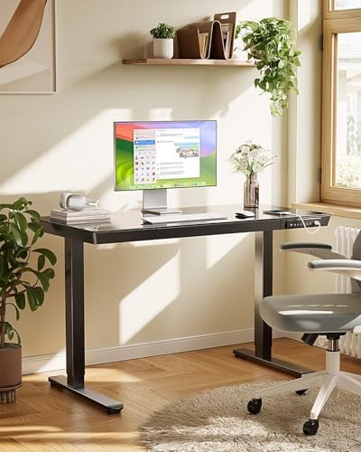 Marsail Glass Standing Desk, 55 x 28 Inch Electric Standing Desk