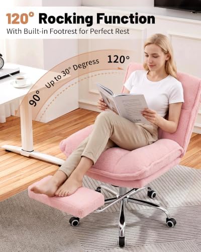 Criss Cross Office Chair, Cross Legged Armless Chair with Footrest