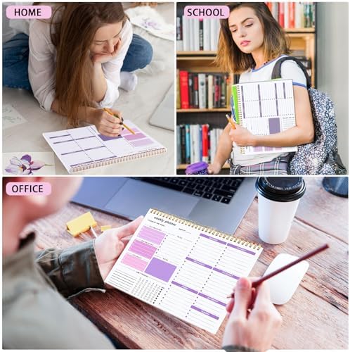 Thboxes Weekly Desk Planner, 8.5x11In To Do List Notepad, 52 Sheets, Purple