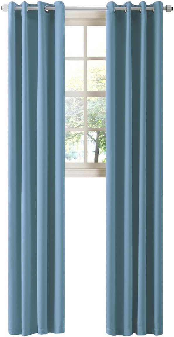 LA PALMA Thermal Insulated Blackout Darkening Grommet Living Room Curtains Window Drapes for Bedroom Pack of 2 Panels
