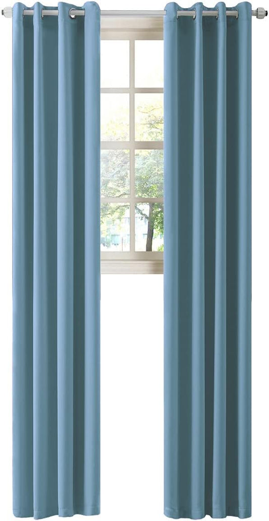 LA PALMA Thermal Insulated Blackout Darkening Grommet Living Room Curtains Window Drapes for Bedroom Pack of 2 Panels