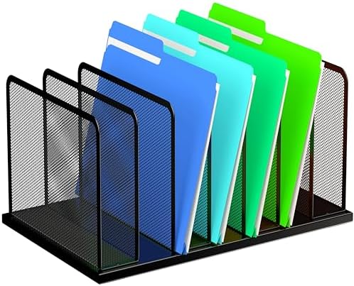Kuntine.B 7-Section Upright Desk File Organizer Black 1 Pack