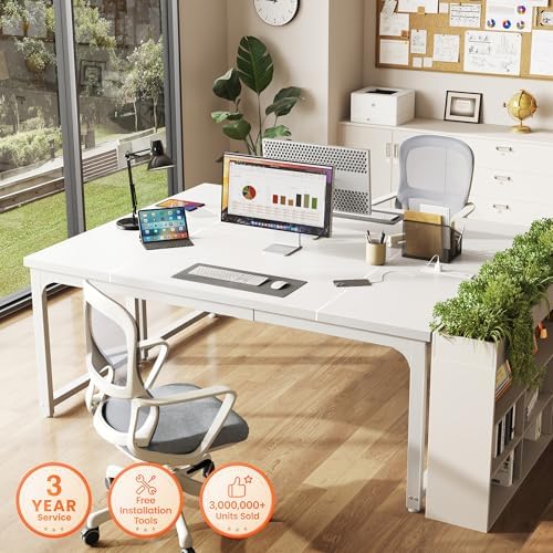 Huuger 63 x 24 inch Desk with Power Outlets & 0.95 Inch Thicker Desktop