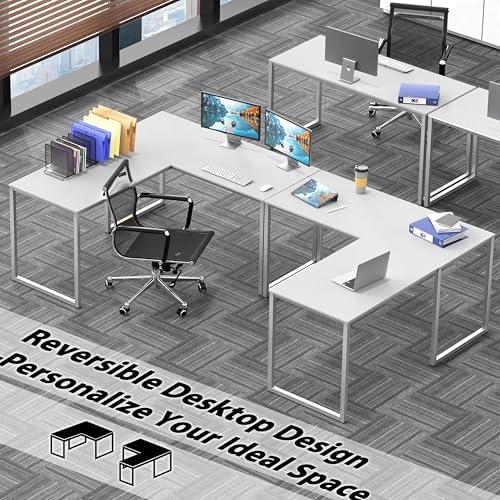 SHW Mission 48 x 48 L-Shape Home Office Computer Desk, White