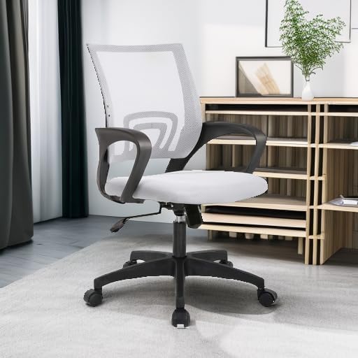 BestOffice Ergonomic Office Chair | Mid-Back Swivel Desk Chair | White