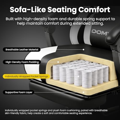 Gaming Chair Gamer Game Ergonomic with Footstool Lumbar Support Deep Black