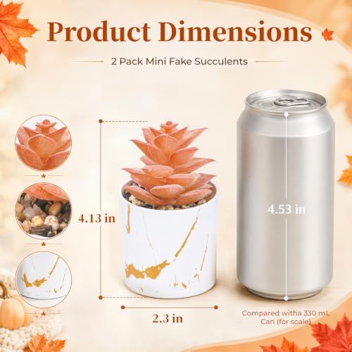 Der Rose 2 Pack Fall Fake Plants in Gold Accent Pots for Autumn Decor