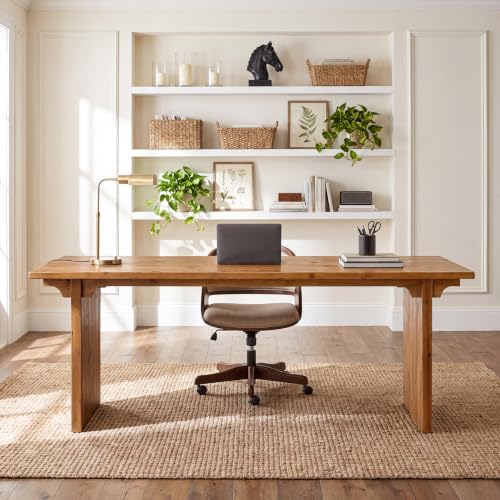 70.87'' Long Solid Wood Desk, Farmhouse Executive Computer Desk
