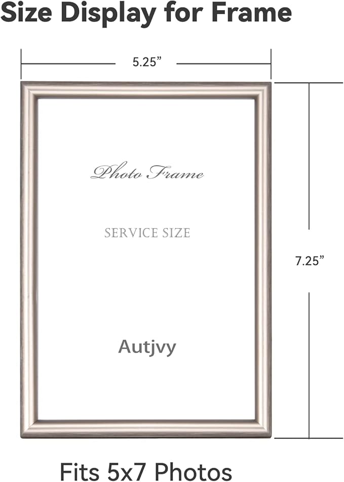 5x7 Picture Frame Champagne Brushed Modern Simple Thin Aluminum Metal Photo Frame with HD Real Glass, Display for Tabletop and Wall Collage. (2 Pack)