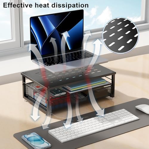 gianotter Computer Monitor Stand Riser with Drawer