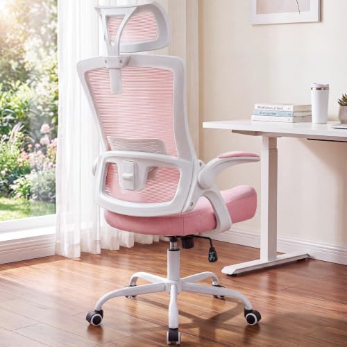 NEO CHAIR Office Chair with Adjustable Ergonomic Lumbar Headrest, Pink