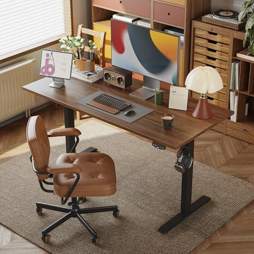 Agilestic 40*24 Inch Height Adjustable Electric Standing Desk, Dark Walnut
