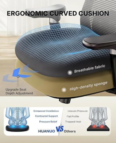 HUANUO Ergonomic Office Chair with 6D Armrest and Lumbar Support