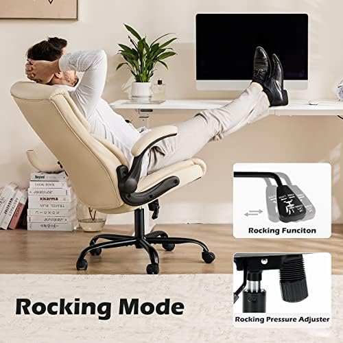 DUMOS Leather Office Chair, Computer Desk Chair, Lumbar Support