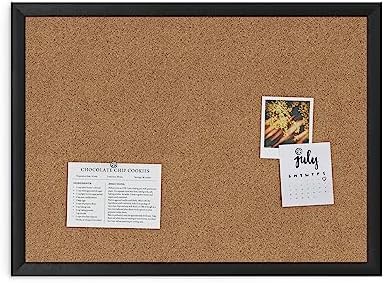 U Brands Cork Bulletin Board, 17" x 23", Black Wood Frame