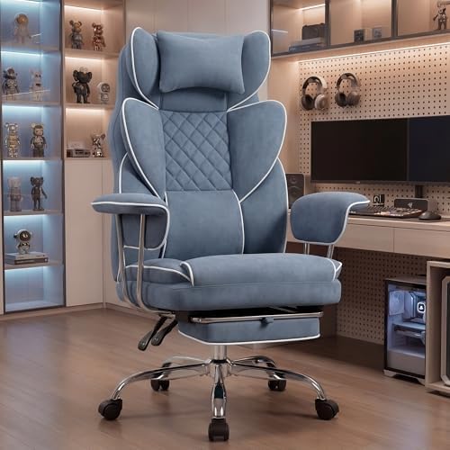 NEO CHAIR Big & Tall Leather Office Chair, High Back, Lumbar Support, Blue