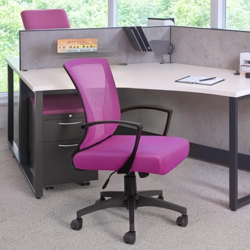 Furmax Office Chair Ergonomic Computer Desk Mesh Chair Mid Back Swivel Lumbar Support with Armrest (2, Pink)