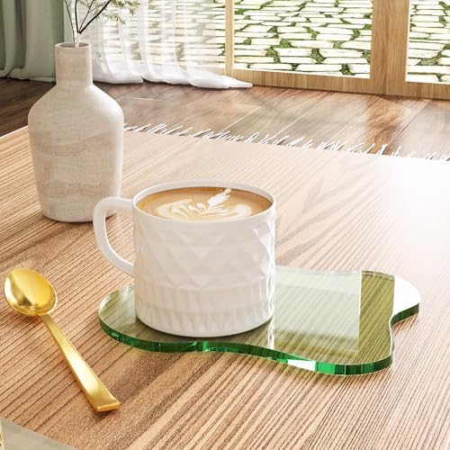 Acrylic Coaster Decorative Plates,Green Bar Drink Coaster, Clear Cloud Shape Coffee Cup Coaster, Perfect for Tabletop Protection and Accessories Display.(Green