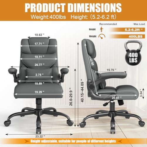 Executive Office Chair with Flip-up Armrests,Ergonomic Computer Desk Chairs